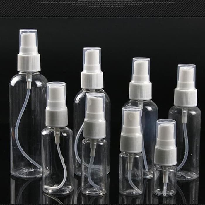 UG Botol spray PET plastik transparan natural tutup bening 100 ml 30/50/60/75 100ml