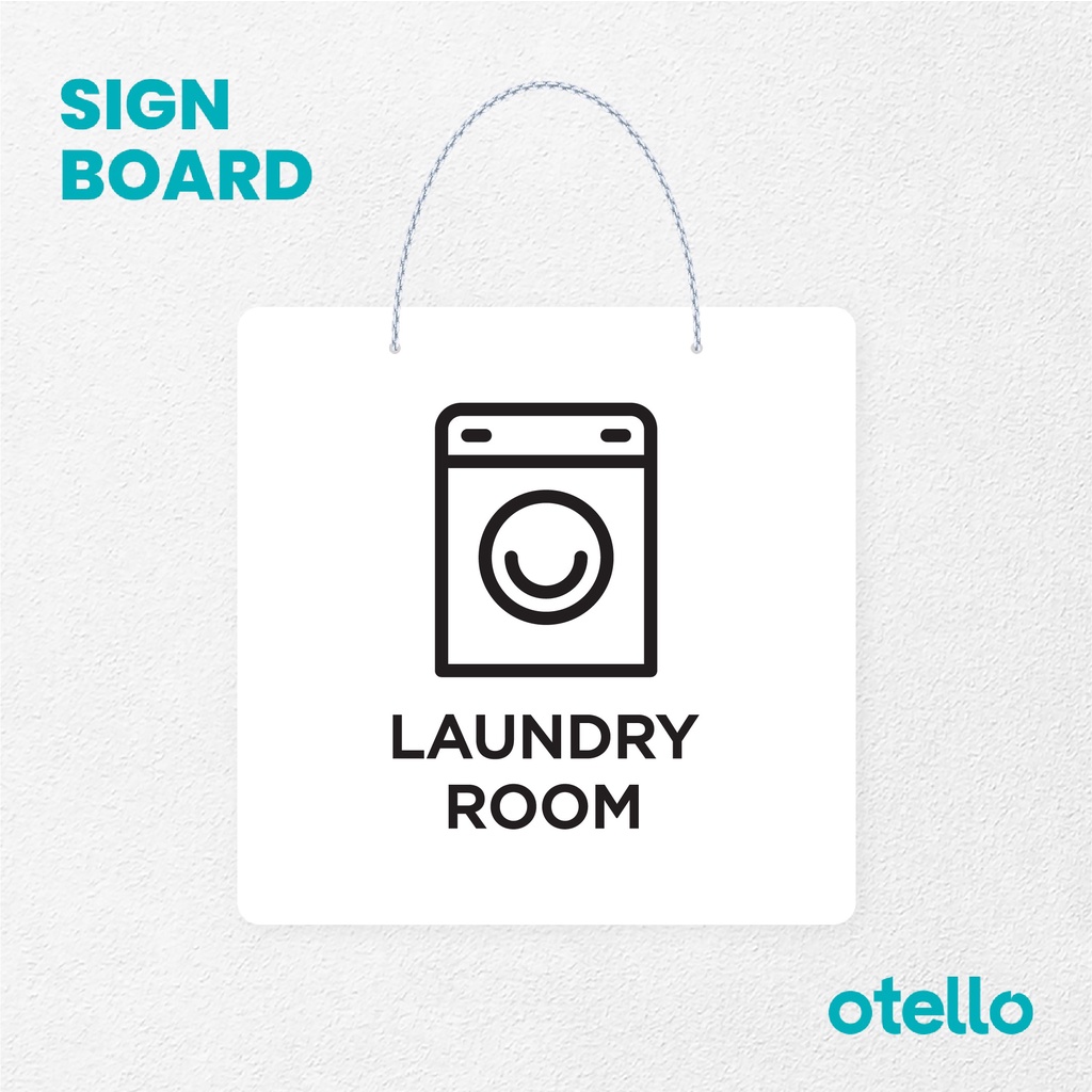 Otello Sign Laundry Room Signage Board Acrylic Papan Gantung Label Akrilik Rantai Petunjuk Toko Modern Minimalist Kafe Restoran Kantor Gedung Cafe