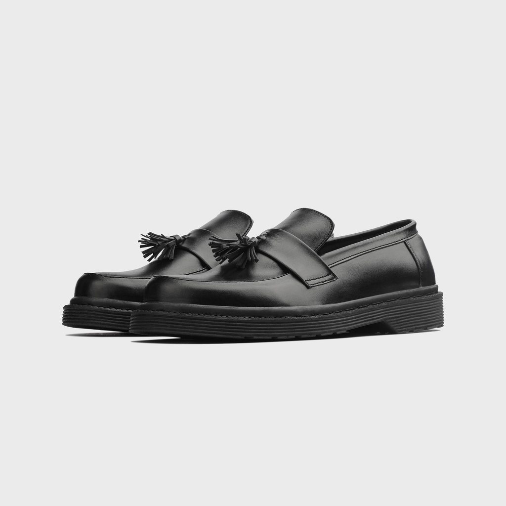 Naruna Black | Sepatu Loafers Hitam Tanpa Tali Pria Casual Kerja Formal Kantor Original Laki | FORIND x Erabor