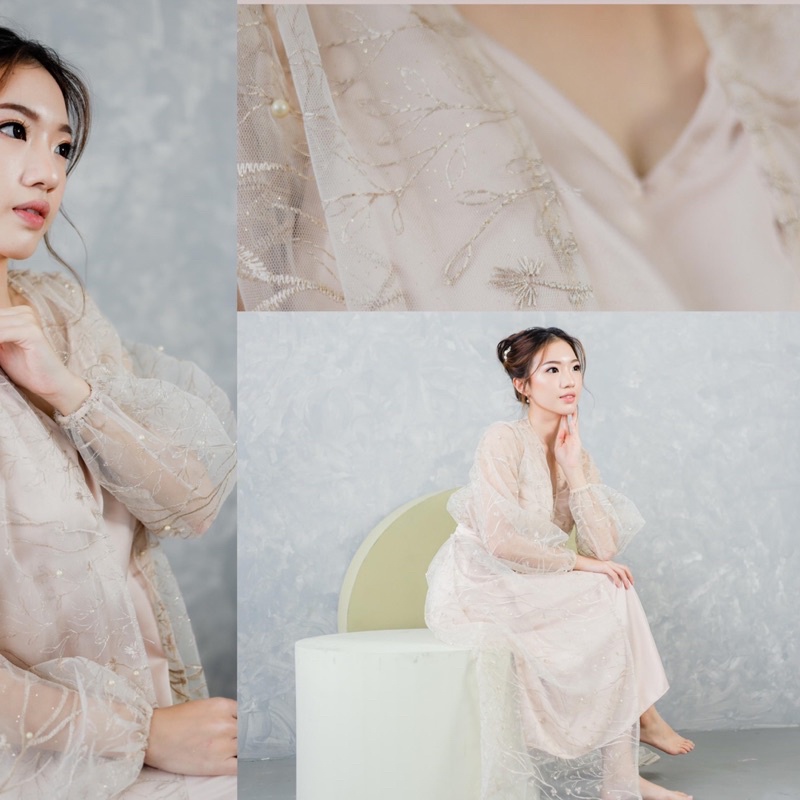 CHARMINE ROBE NUDE KIMONO PENGANTIN ROBE PENGANTIN ROBE WEDDING KIMONO WEDDING