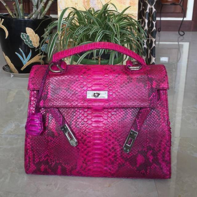 Tas kulit ular Asli pink, ORI 100%