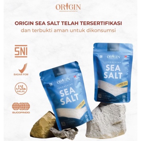 ORIGIN SEA SALT GARAM mpasi  250GR FINE GRAIN COARSE | GARAM LAUT HALUS KASAR ASLI