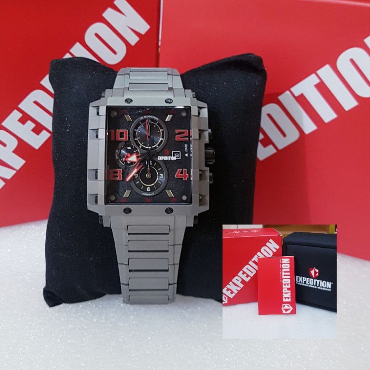 EXPEDITION E 6757 TITANIUM GREY BLACK ANGKA MERAH JAM TANGAN PRIA ORIGINAL