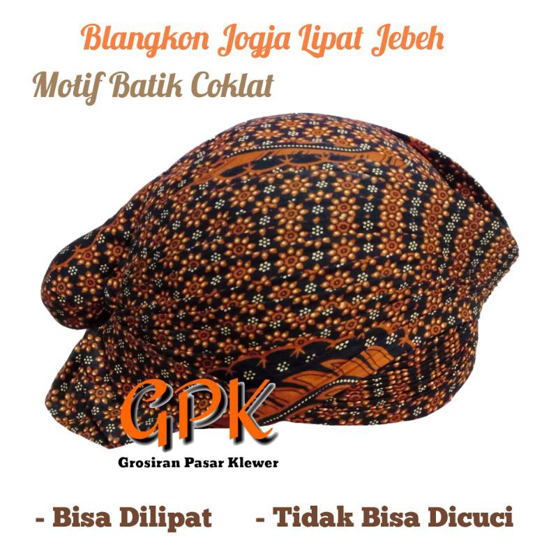 Blangkon Jogja Jebeh Lipat Dewasa Batik Sogan Motif Truntum