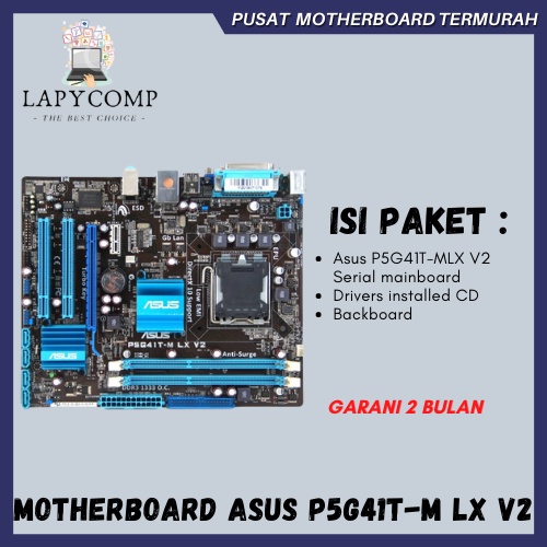 MOTHERBOARD ASUS P5G41T-M LX V2 DUAL CHANNEL DDR3 (LOOSE PACK) LGA 775 PROCESSOR INTEL