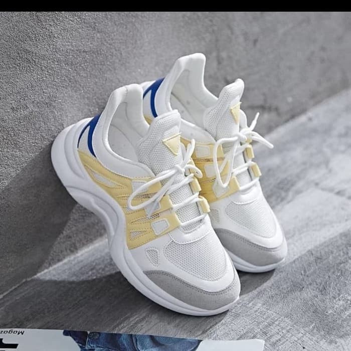 Sepatu Wanita Fashion Kets LV Arch Kuning Trend Cewe Terbaru Kekinian Ori Berkualitas Modis Murah