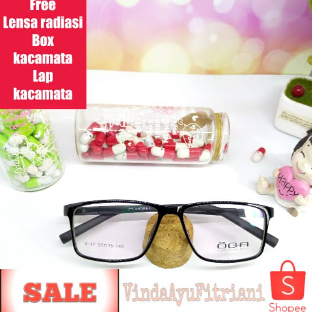 FRAME KACAMATA ANTI RADIASI OGA x17 + LENSA MINUS