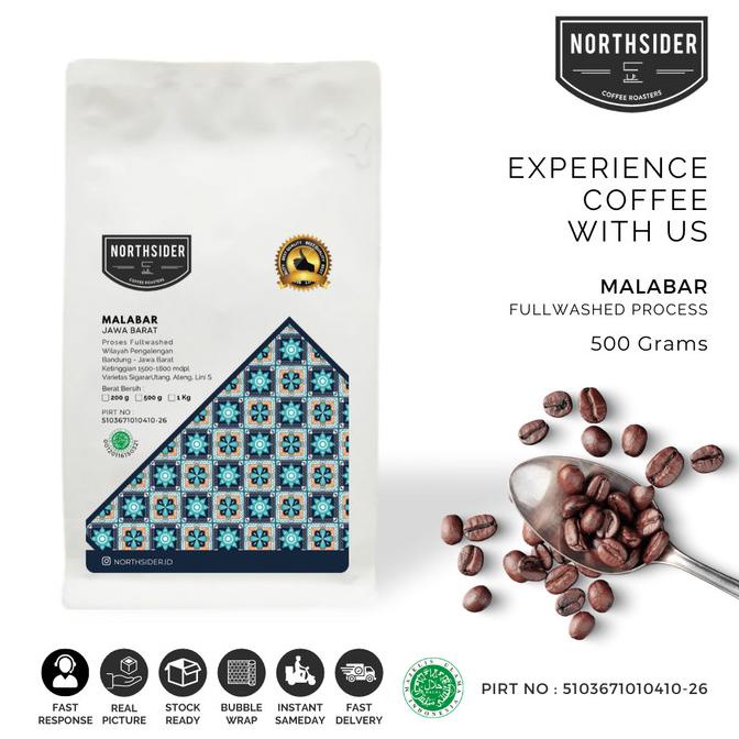 

BIJI KOPI ARABIKA JAVA MALABAR FULLWASHED - 500GR NORTHSIDER COFFEE -Diskon Besar
