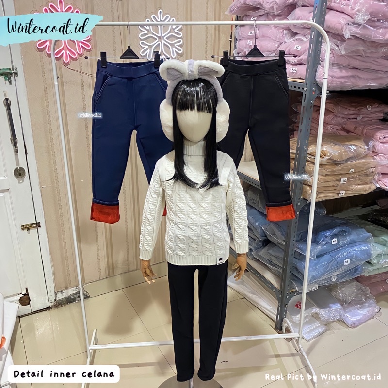 Kids jeans winter thermal celana legging anak musim dingin import hangat tebal gunung cowok cewe