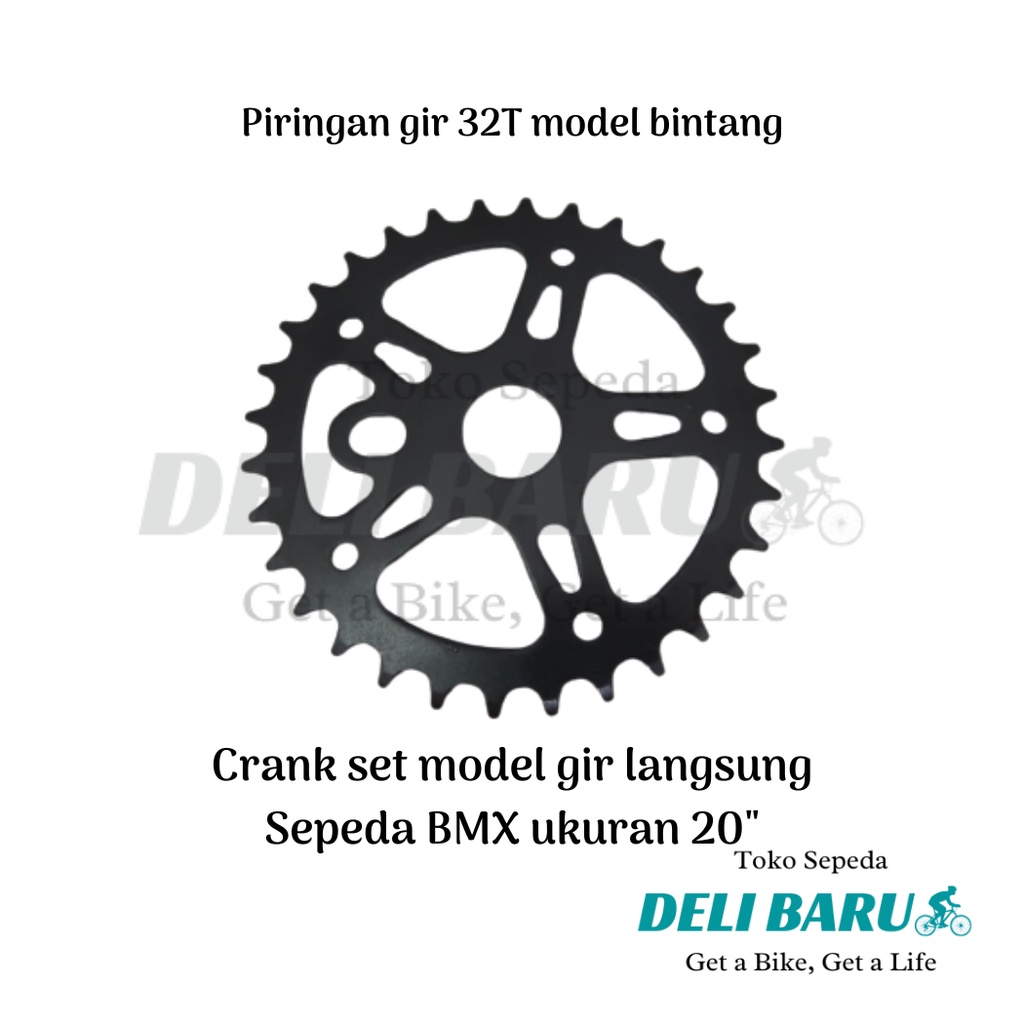 Crank gear tengah gir langsung sepeda 20 BMX 1 set