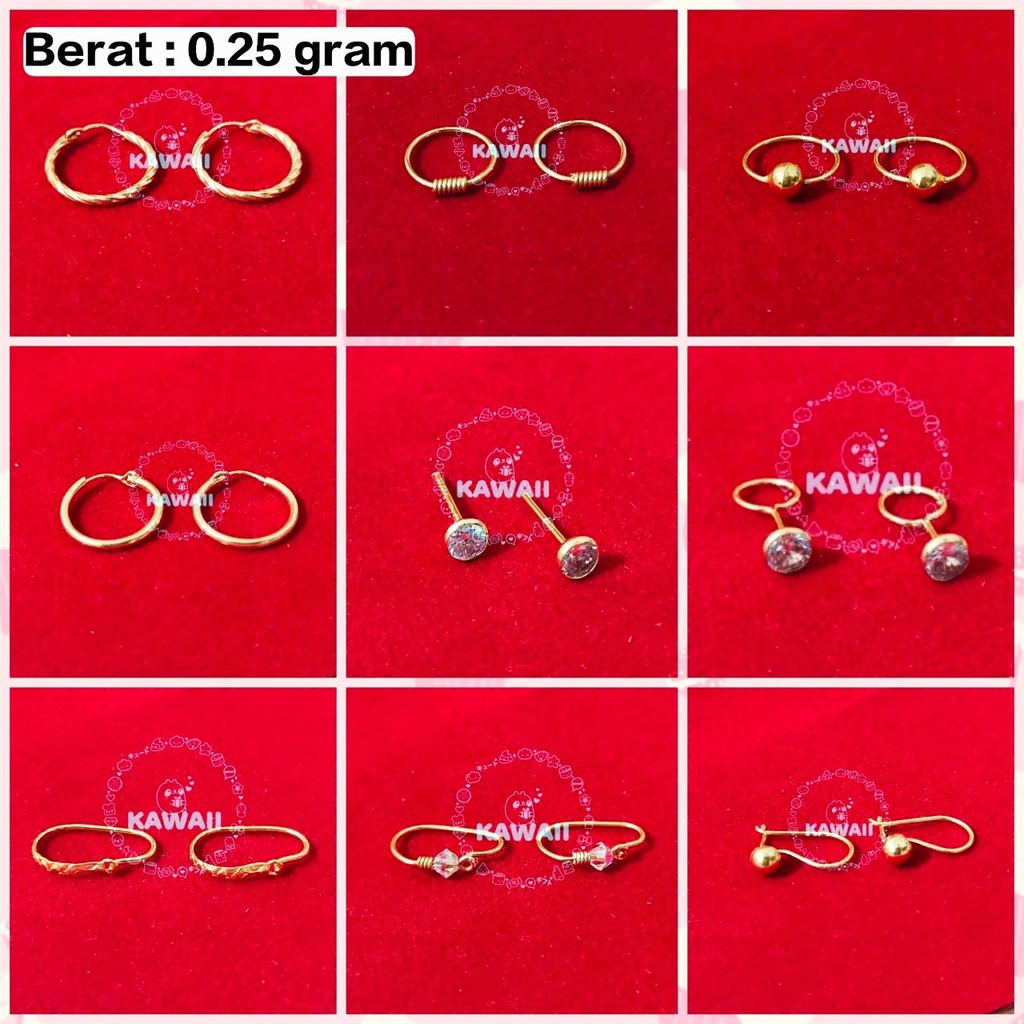 Anting Bayi 0.25 Gram Emas Muda