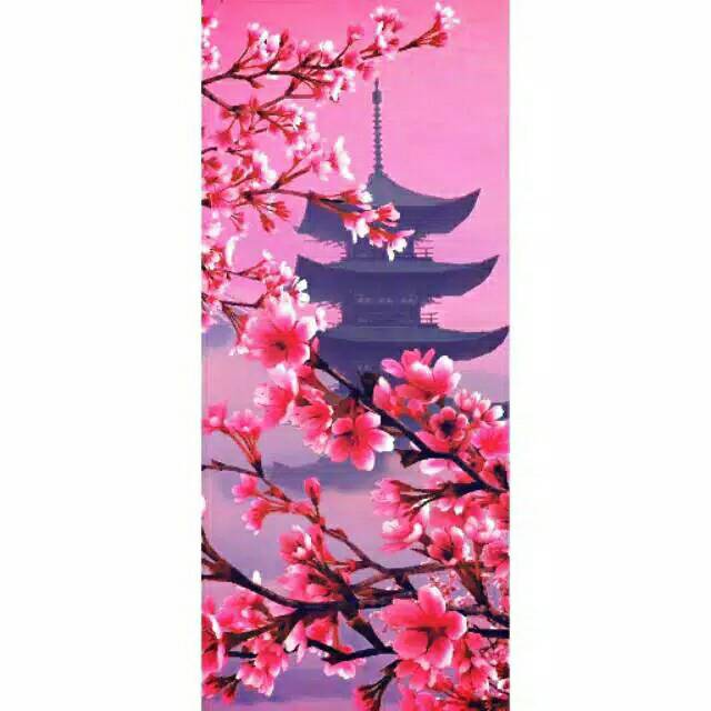 Stiker kulkas 1pintu motif bunga sakura