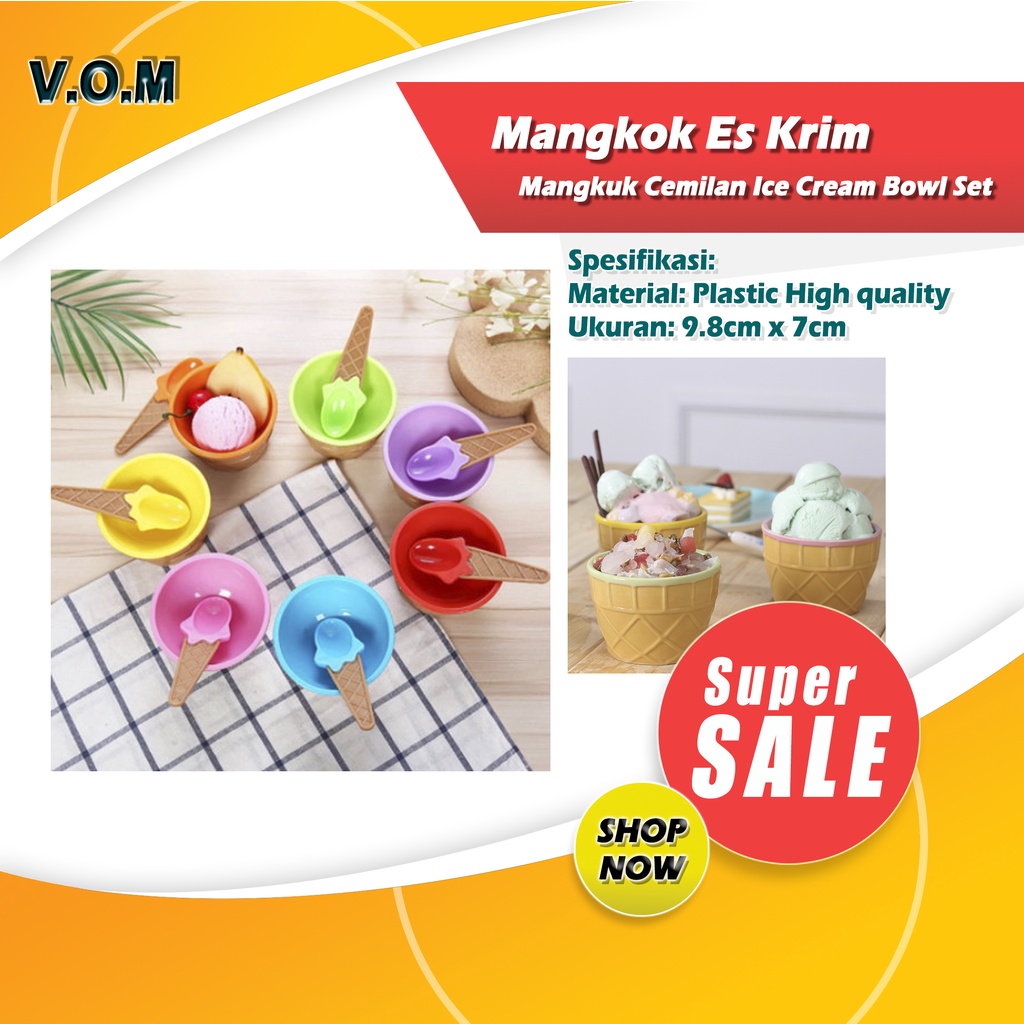 Mangkok Es Krim Mangkuk Cemilan Ice Cream Bowl Set Mangkok Sendok 0724