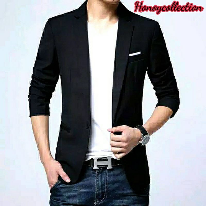 Blazer pria casual/ jas formal pria/ jas nikah/ jas wisuda/ jas hitam pria/ jas blazer pria