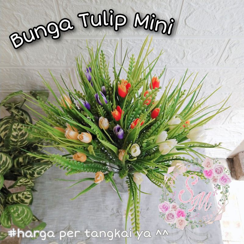 Daun Plastik Bunga Plastik Tulip Mini Artificial