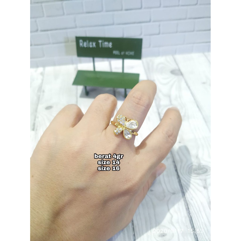 CINCIN KUPU-KUPU KRISTAL PERAK ASLI S925 KODE CD040