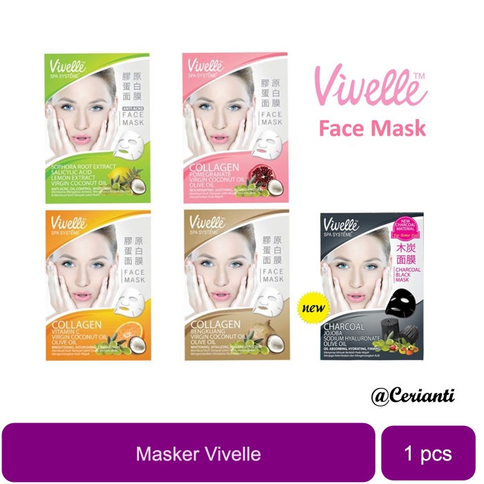 Vivelle Facial Masker Wajah Veocel Sheet Mask Peel Off Hydrate_Cerianti