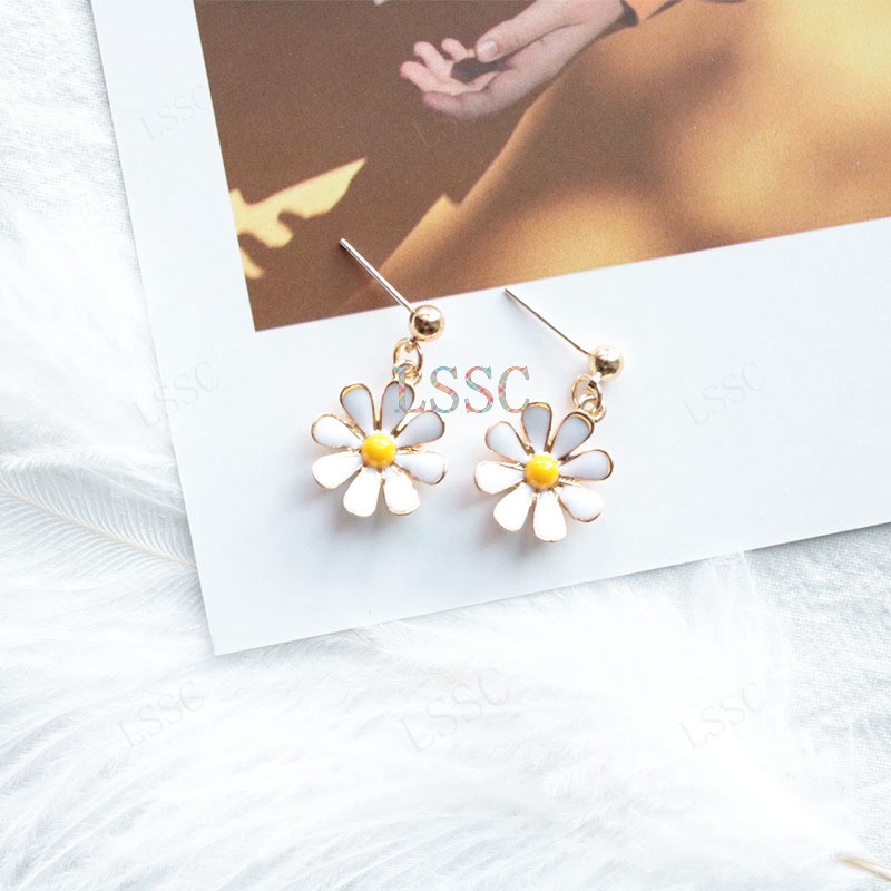 [Bayar Di Tempat] 2021 Korea Mode Bunga Daisy Anting Panjang Untuk Wanita Flower Earrings
