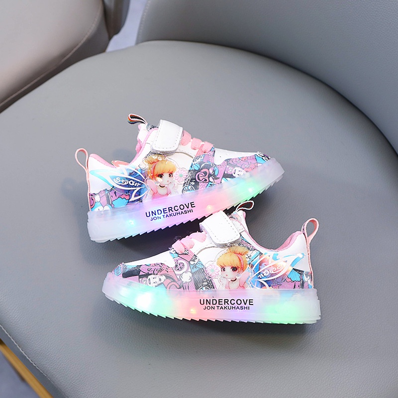 LittleAaron KELLY K58 Sepatu Sneakers Anak Laki / Perempuan LED Menyala Import sekolah Sport Termurah Sendal Bayi Anak Cewek Cowok