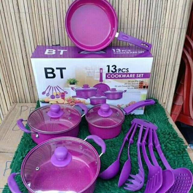 13 pieces cookware set marble