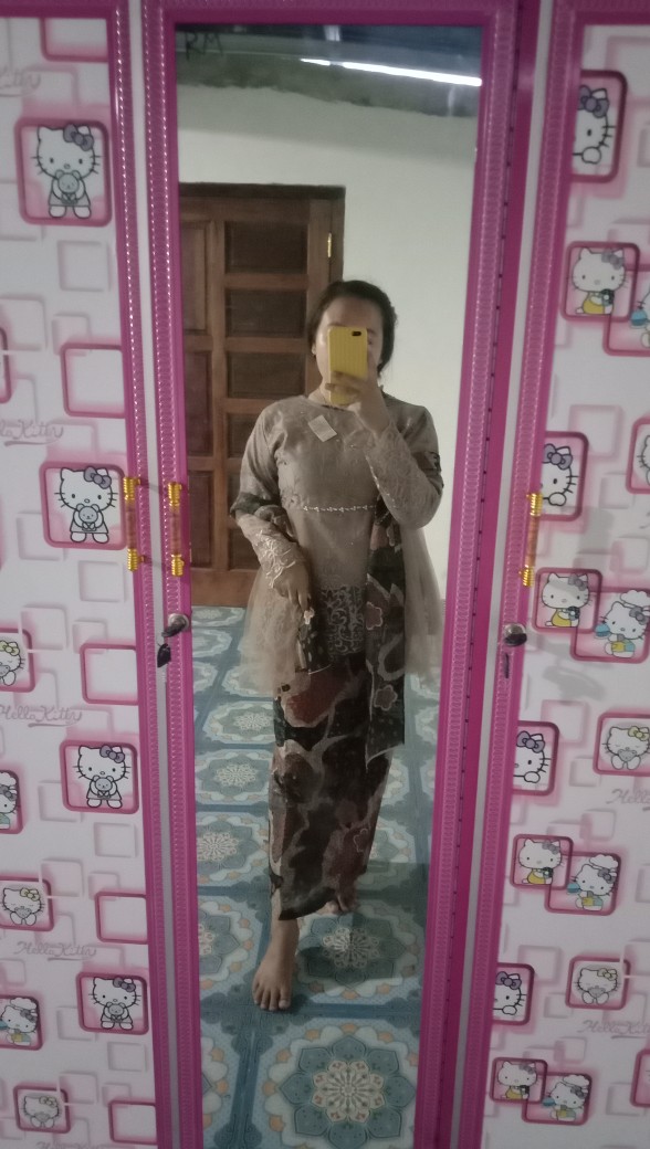 Kebaya Batik Couple Annisa Brown Rose | Kebaya Modern [ Free Jilbab ]