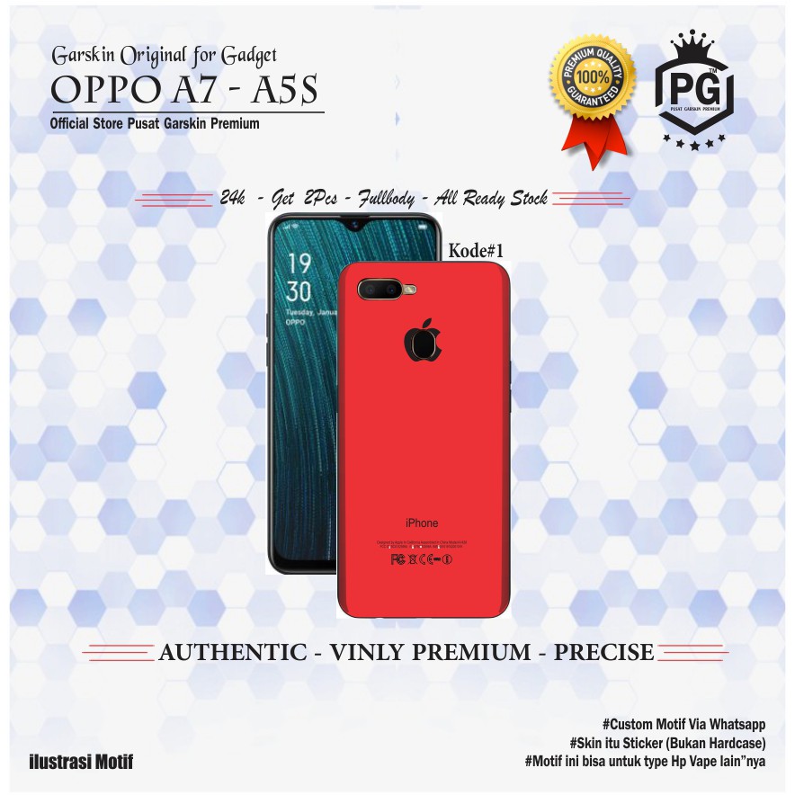 Garskin Oppo A5S Get 2pcs Skin Original Motif Iphone