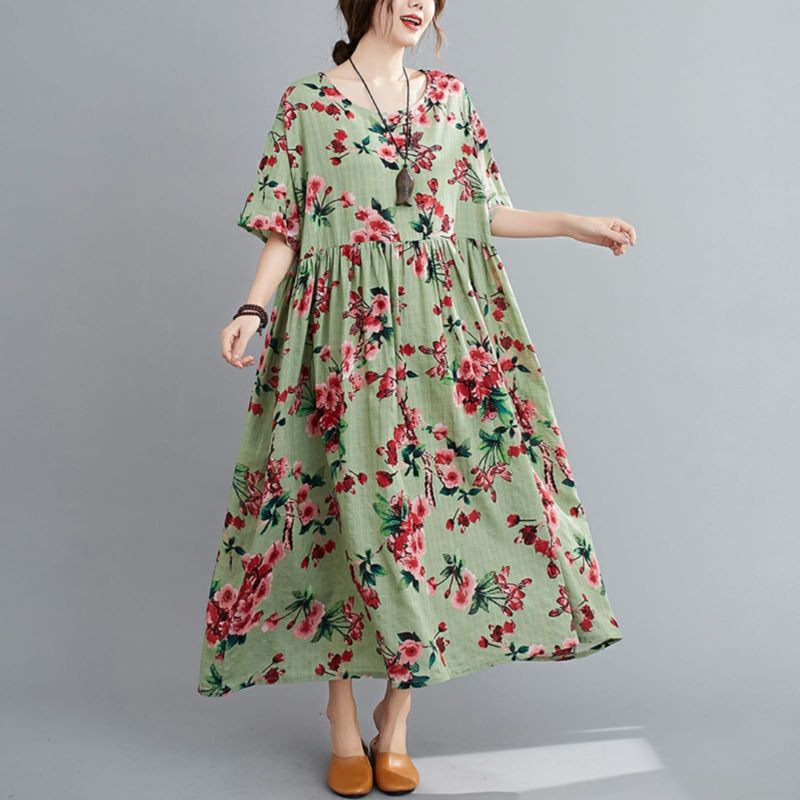 MDLV ~ 79004# Flovania Loose Dress Oversize Dress Big Size Dress Premium Dress import Dress Midi Dress Flower Fashion Import