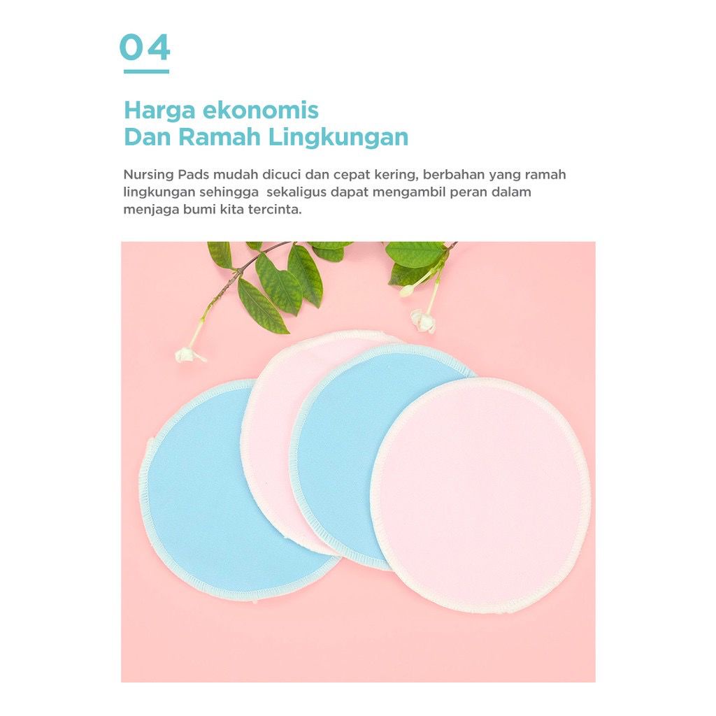 Mooimom - A7003_4 Washable Nursing Pads (2Pairs) BreastPads Kain - Penyerap Asi