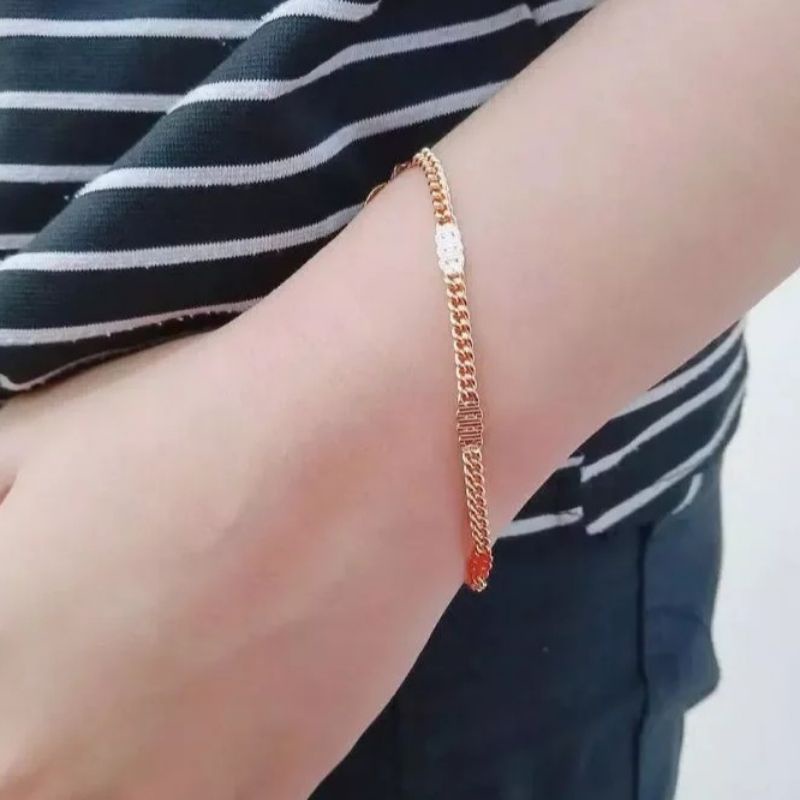 Gelang Rantai Polos Titanium Gold Lapis Emas 24k Anti Luntur