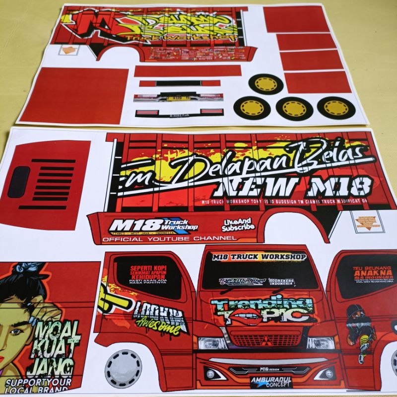 Stiker Truk Oleng Pola miniatur Mobilan Anti Gosip Trending topic ukuran besar