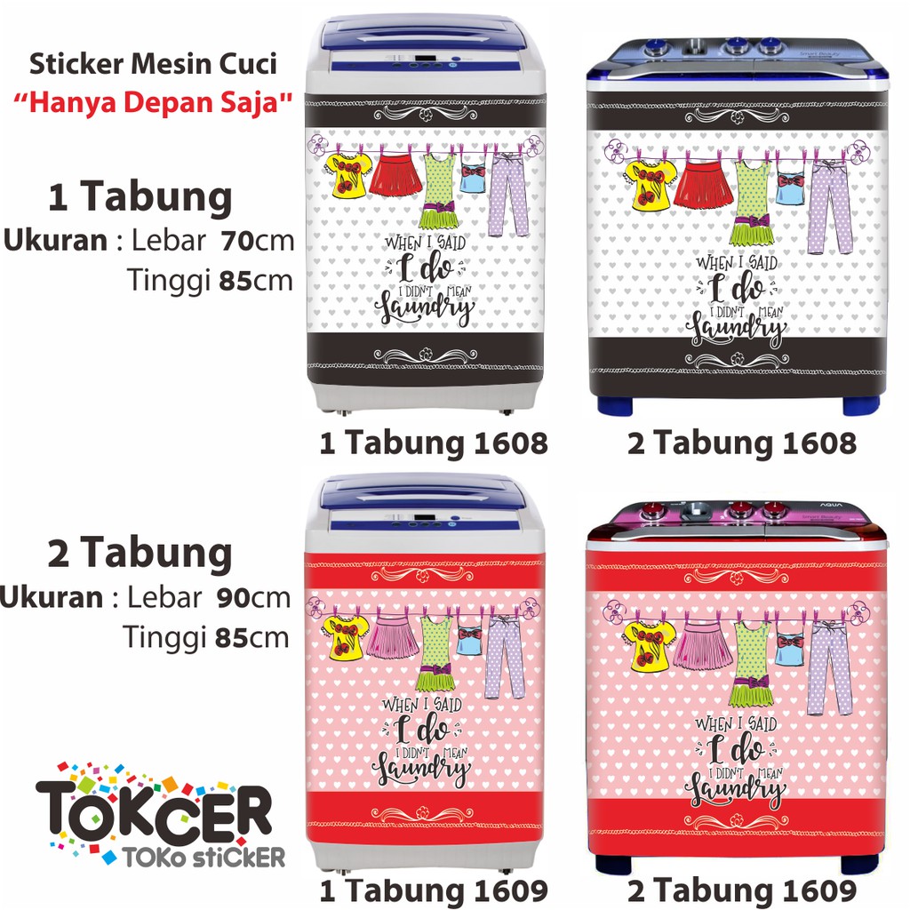 Stiker Mesin Cuci 1 dan 2 Tabung LAUNDRY