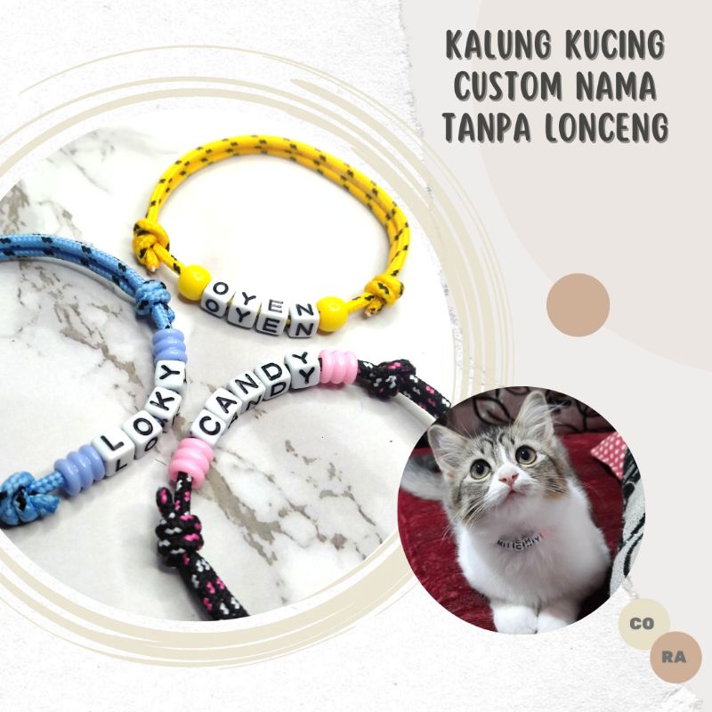 [CORA] Kalung Kucing Custom Nama Tanpa Lonceng