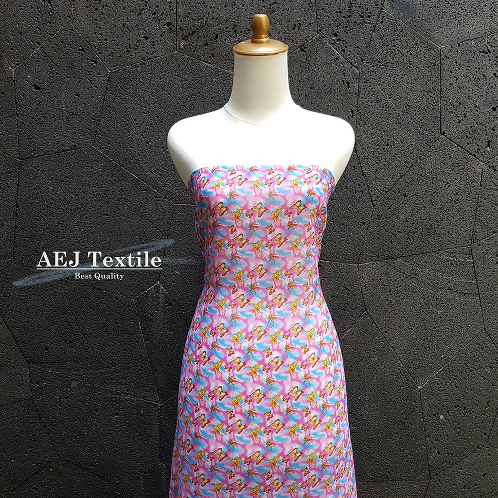 kain chiffon fine (sifon fine) motif kupu-kupu (F. 58063)