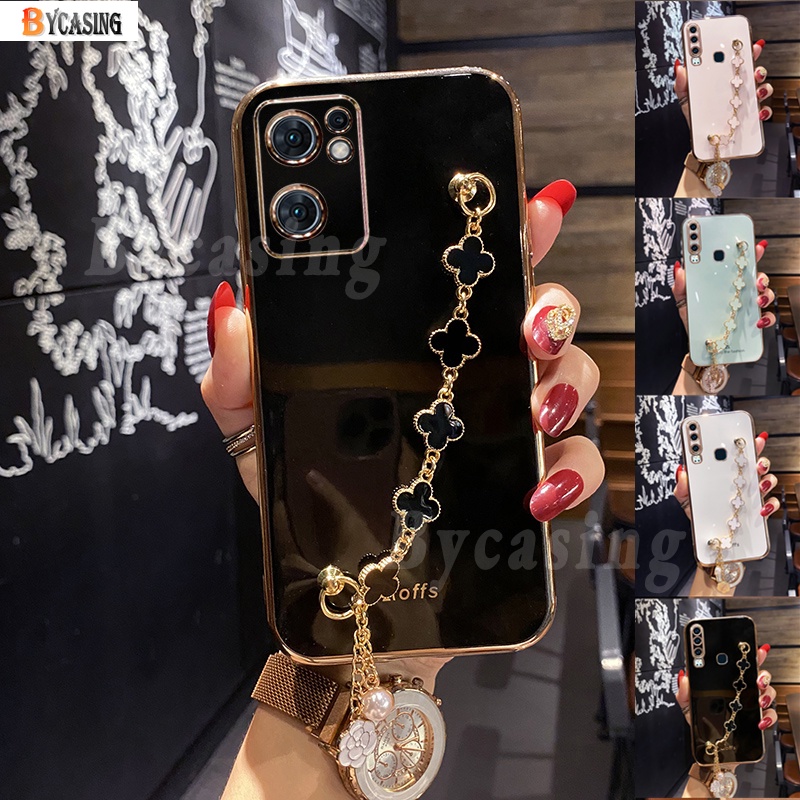 Soft Case Bahan Silikon Dengan Liontin Clover Untuk OPPO Reno 7 Reno6 6Z 5G Reno5 Reno4 Reno3 2F A31 A91 F11 F9 A83