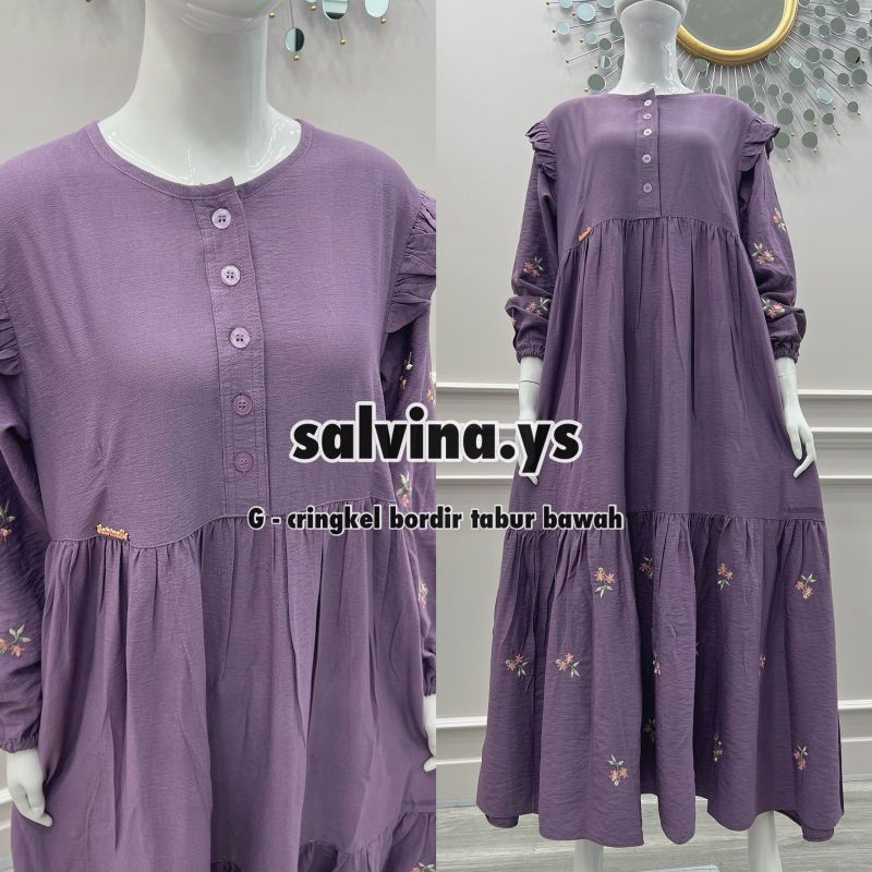 GAMIS SALVINA YS ORIGINAL/GAMIS CRINGKEL BORDIR BUNGA TABUR BAWAH/GAMIS SALVINA KRINGKEL/AHMED.STORE