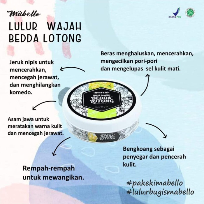 ❄️MATCHA❄️ MABELLO BEDDA LOTONG - LULUR WAJAH MABELLO LULUR HITAM 100GR BPOM ORIGINAL