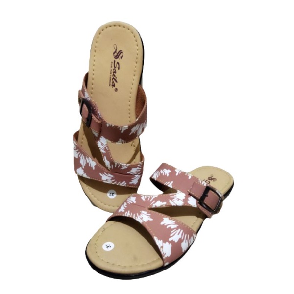 sandal wanita slempang gesper saila motif bunga terbaru