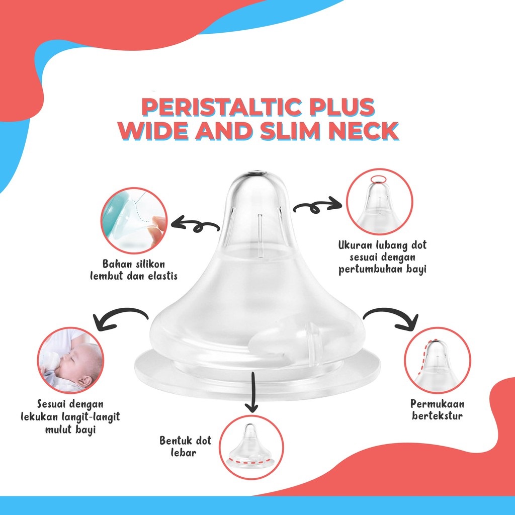 dot nipple silicone untuk pigeon peristaltic plus 5cm wideneck universal | bahan tebal, BPA FREE