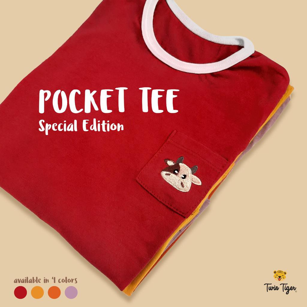 TWIN TIGER SPECIAL EDITION TAHUN KERBAU POCKET TEE SETELAN BAJU ANAK 1-5 thn