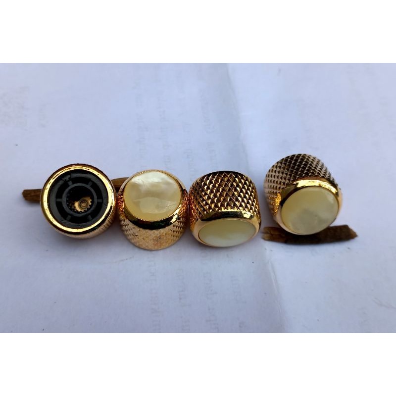 KNOB VOLUME TONE POTENSIO POTENSIOMETER GITAR BASS KNOP GOLD