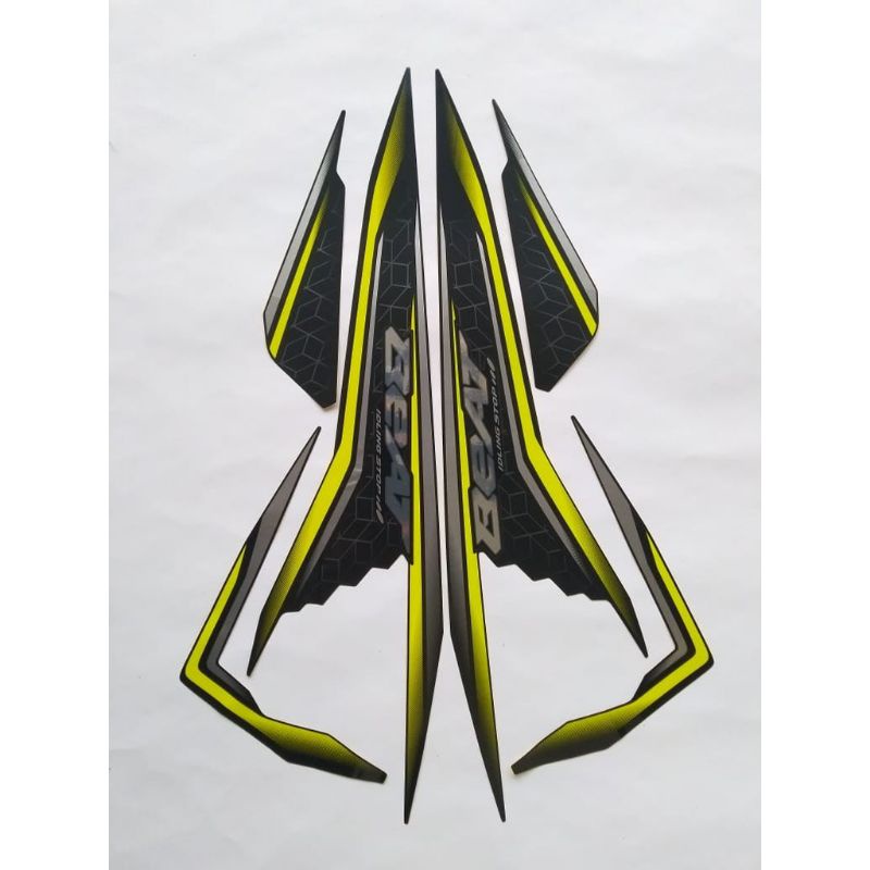 stiker striping list body honda beat iss 2019 hitam kuning, hitam biru