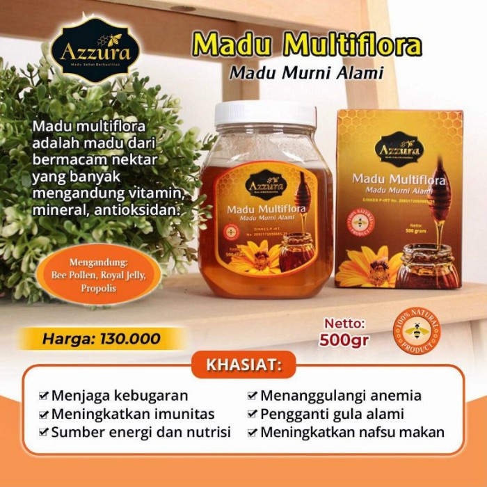 

Madu Azzura - Madu Multiflora - Madu Murni Nusantara Asli 100% 500gr