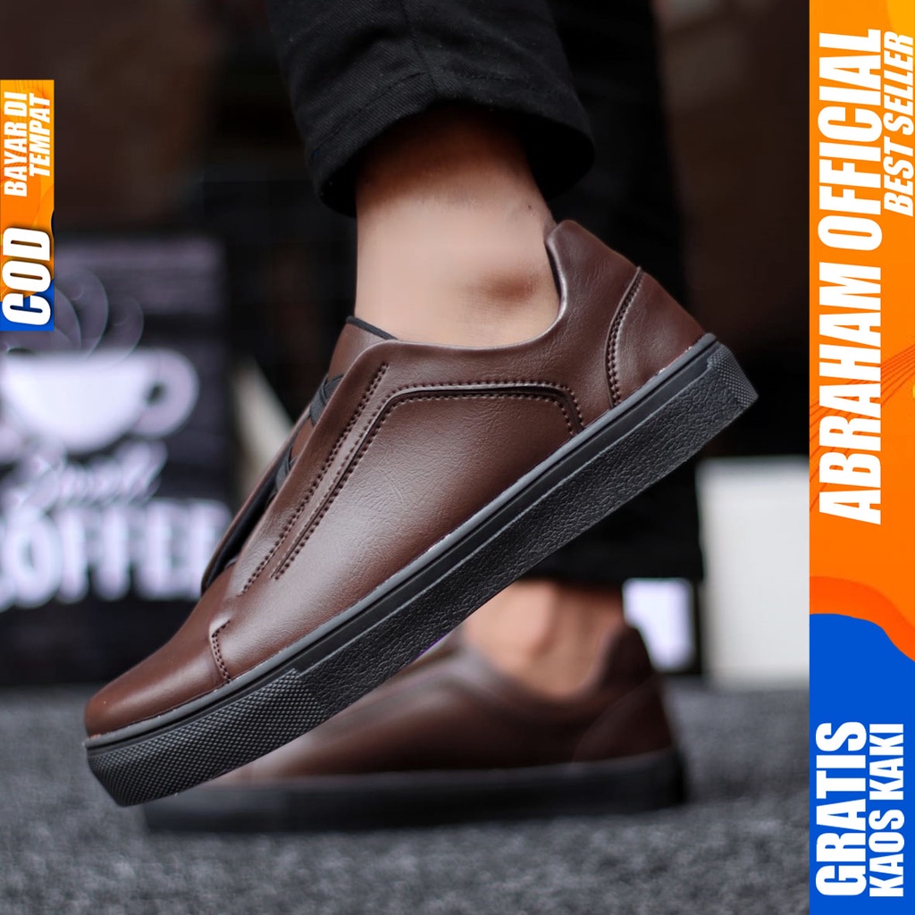 Abraham Tajima - Sepatu Sneakers Casual Pria Kerja Santai Hitam