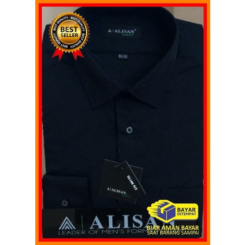 Baju Lengan Panjang Pria Keren Dewasa Terbaru Hem Cowok Model T9K LJ198 Alisan Kemeja Polos Slimfit