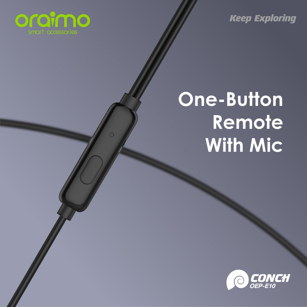 Oraimo Earphone kabel dengan Mic Universal 3.5mm IOS/Android OEP-E10-3