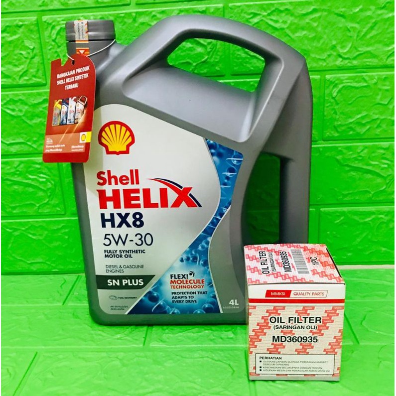 Oli mesin Shell helix HX8 5W-30 4L / paket filter oli xpander mirage outlander