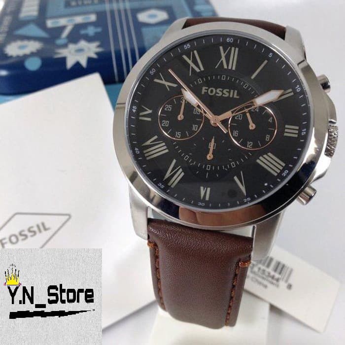 JAM TANGAN PRIA FOSSIL FS4813 SILVER BLACK 45mm ORIGINAL
