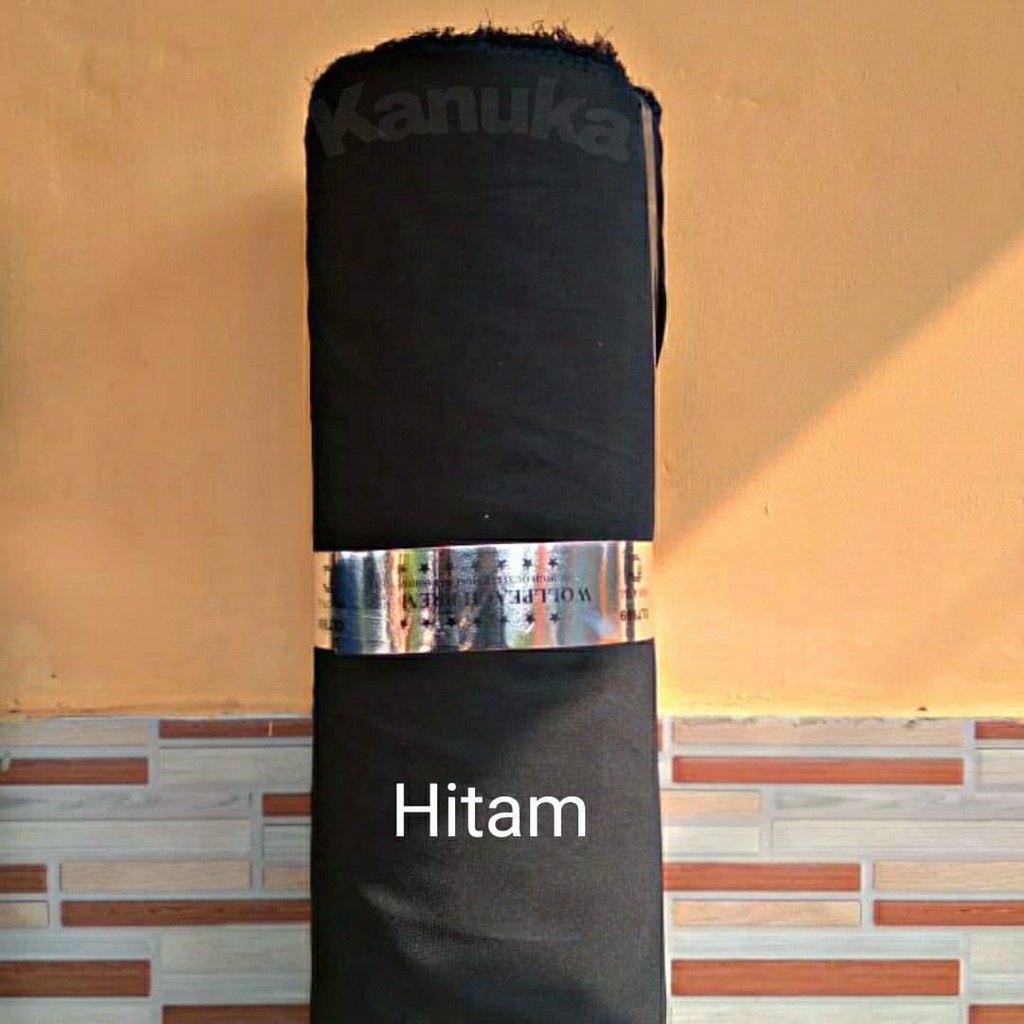 Kain Hitam Polos Wolfis Grade A Warna Hitam Bahan untuk Gamis Hijab