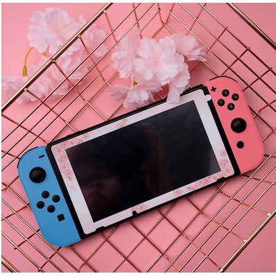 Pelindung Layar Tempered Glass Motif Bunga Sakura Warna Pink Untuk Nintendo Switch