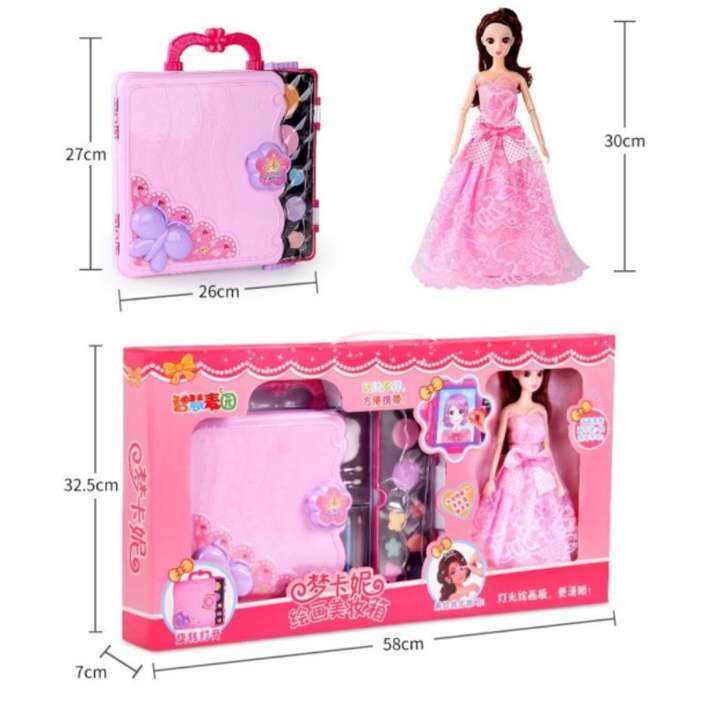 mainan makeup make up doll anak 3in1 fungsi real